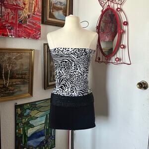 wet seal black white zebra print bodycon sleeveless dress